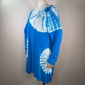 Soft Surroundings Tie Dye Asymmetrical Hem Long Sleeve Tunic Top Dress Size XL